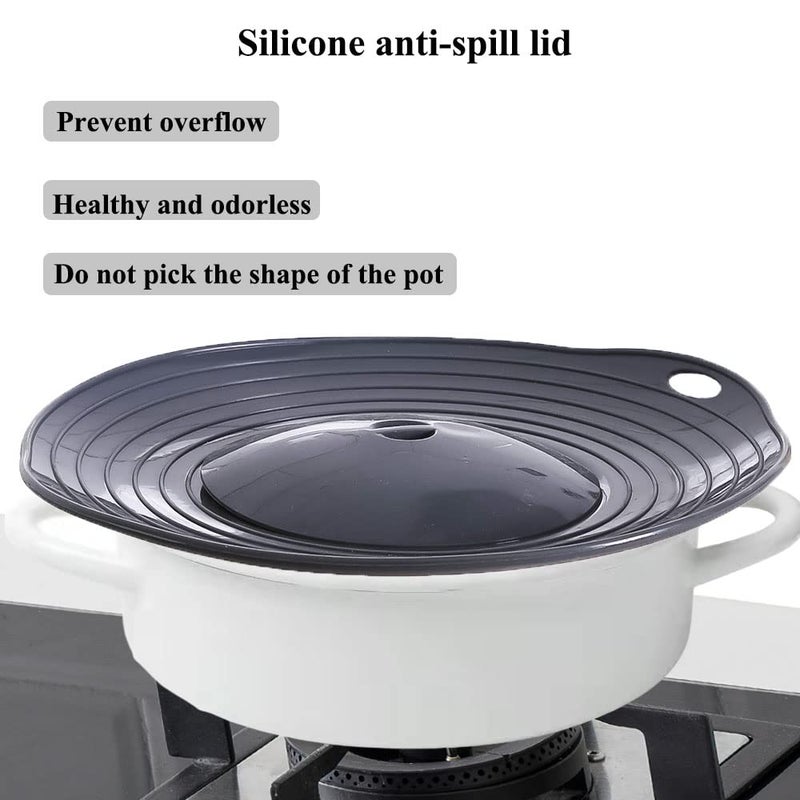 QTECLOR Thicken Silicone Boil Over Spill Safeguard - FDA Food Grade Stopper Lid, BPA-free Instant Pot Cover, Fits Openings 6" to 10" in Diameter (Gray) - Image 5